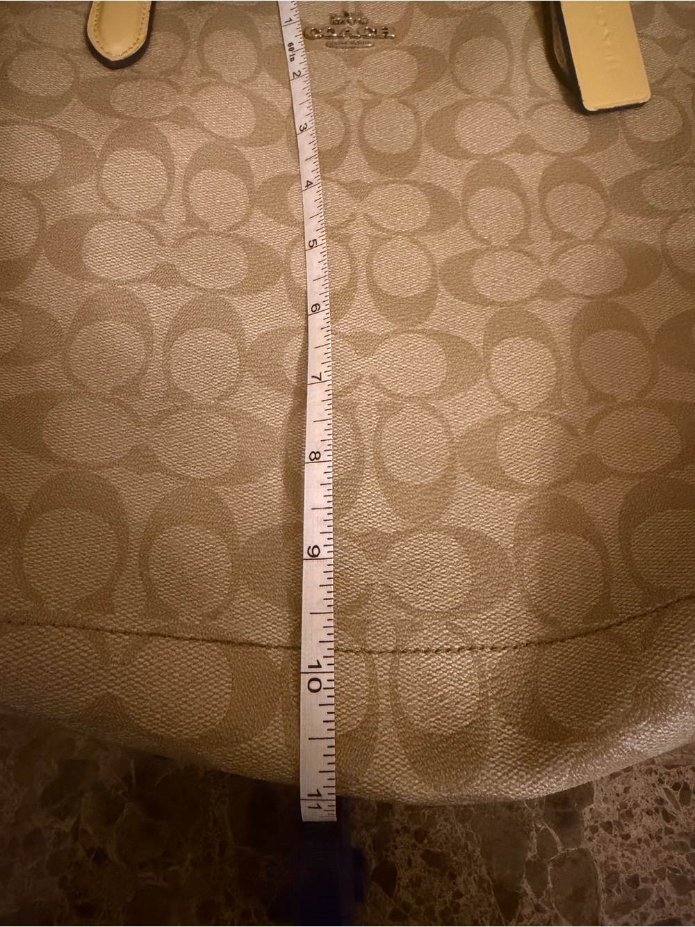 Coach Beige Signature Tote with Yellow Trim “Authentic” - Picture 12 of 13